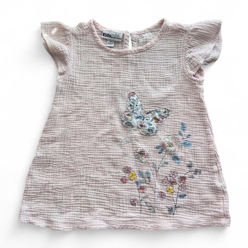 Kids Headquarters Girls Pink Butterfly Dress Size 6 100% Cotton